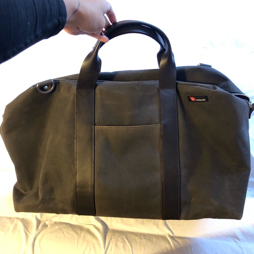 Jack Spade Dark Brown Canvas Duffel with Black Leather Trim - Virgin Atlantic - Picture 5 of 6